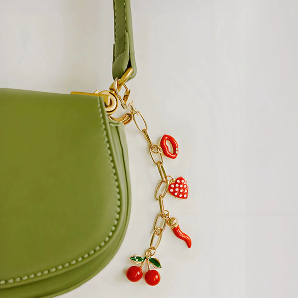 Alloy Heart Pearl Luggage Charm Pendant With Love Drop And Bell Patterns Electroplated