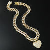 Alloy Heart Pendant Cuban Chain Hiphop Necklace With Diamond And Geometric Design
