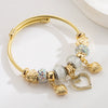 Alloy Heart Pendant Diamond Crystal Women's Stainless Steel Bracelet