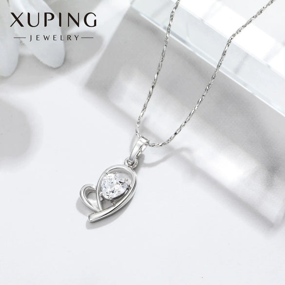 Alloy Heart Pendant Necklace For Women Electroplated Bamboo Chain Fashion Wholesale