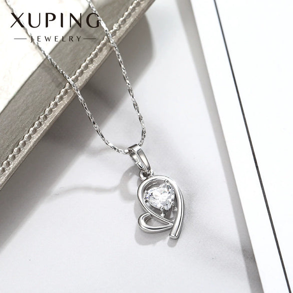 Alloy Heart Pendant Necklace For Women Electroplated Bamboo Chain Fashion Wholesale