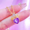 Alloy Heart Pendant Women's Necklace With Diamond Embedded And Geometric Pattern And Electroplating Design