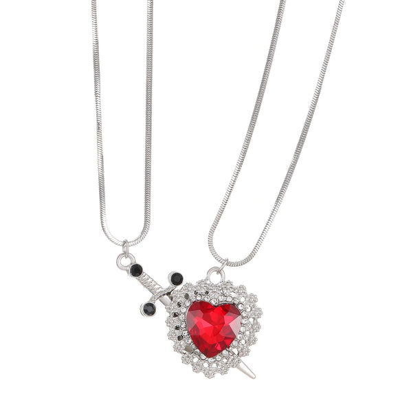 Alloy Heart Shape Diamond Encrusted Couple Necklace In Ins Style