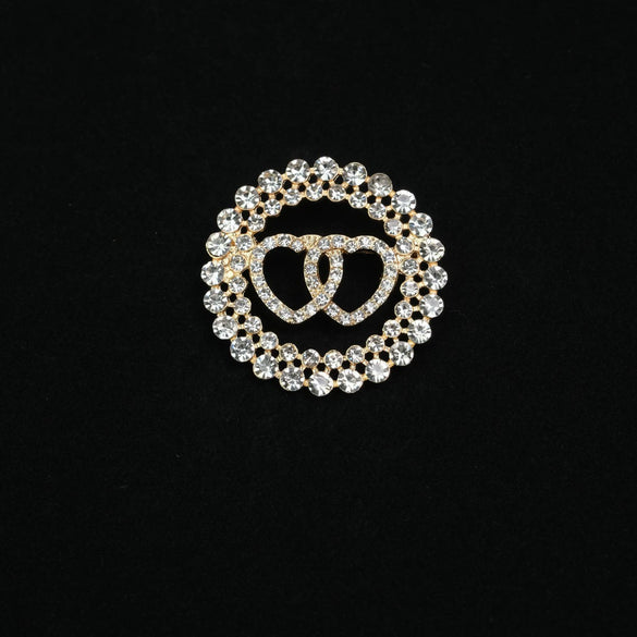 Alloy Heart Shape Diamond Encrusted Retro Love Brooch Electroplated Women's Jewelry