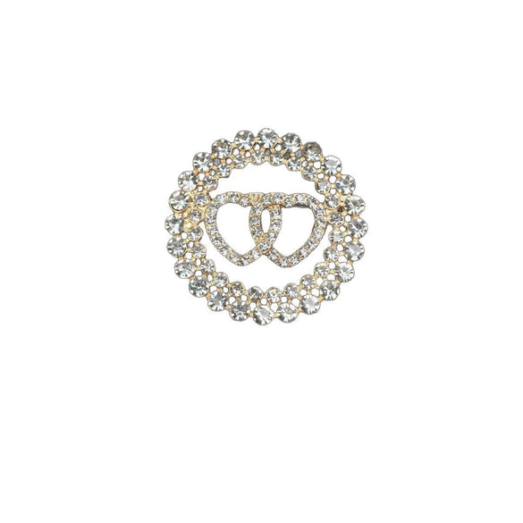 Alloy Heart Shape Diamond Encrusted Retro Love Brooch Electroplated Women's Jewelry