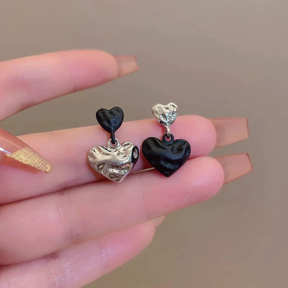 Alloy Heart Shape Electroplated Asymmetric Earrings For Women