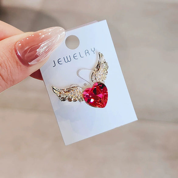 Alloy Heart Shape Electroplated Love Angel Wings Brooch Women's Clothes Accessories