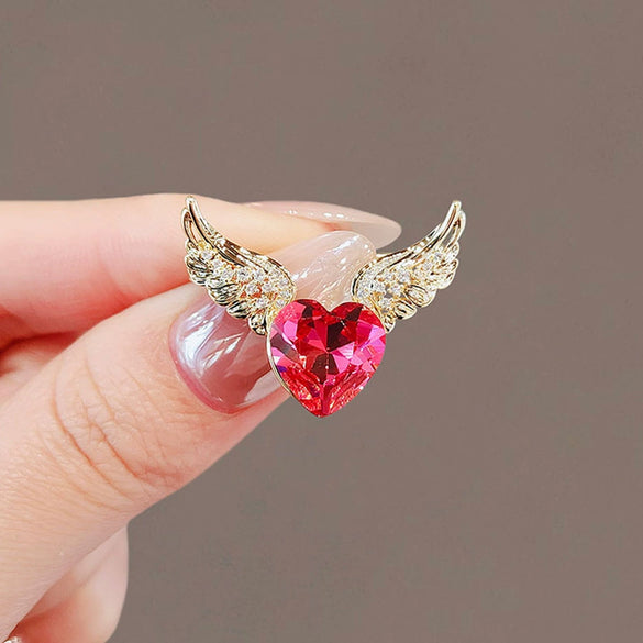Alloy Heart Shape Electroplated Love Angel Wings Brooch Women's Clothes Accessories