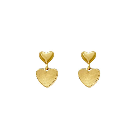Alloy Heart Shape Electroplated Women's Double Love Ear Studs
