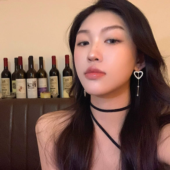 Alloy Heart Shape Electroplating Asymmetric Love Tassel Earrings For Women