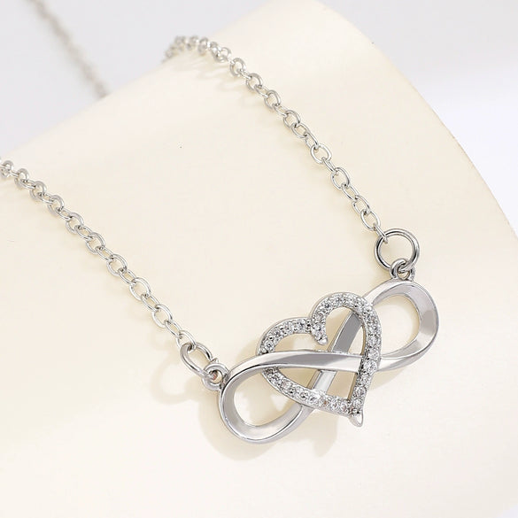 Alloy Heart Shape Geometric Microinlaid Electroplated Pendant Necklace For Women