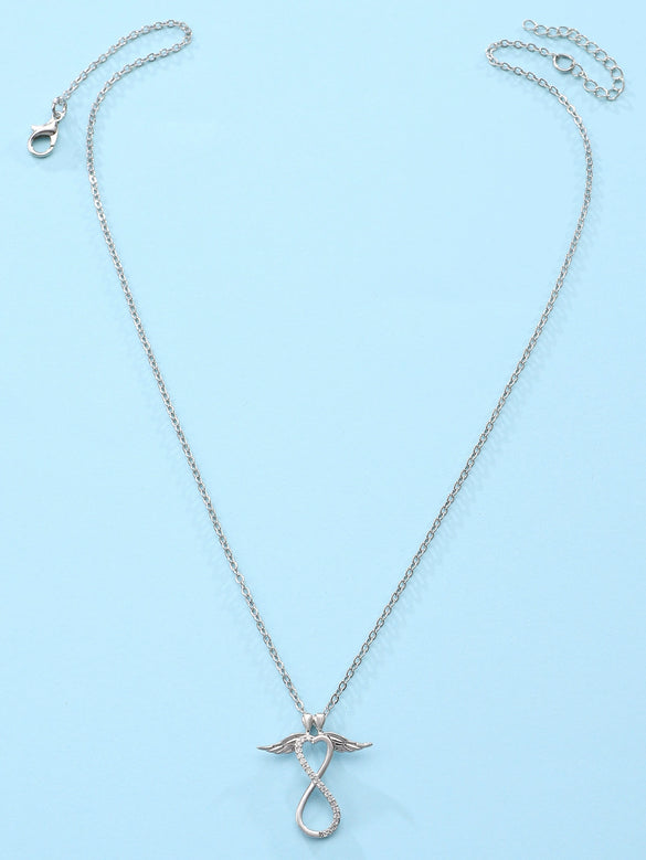 Alloy Heart Shape Geometric Microinlaid Electroplated Pendant Necklace For Women