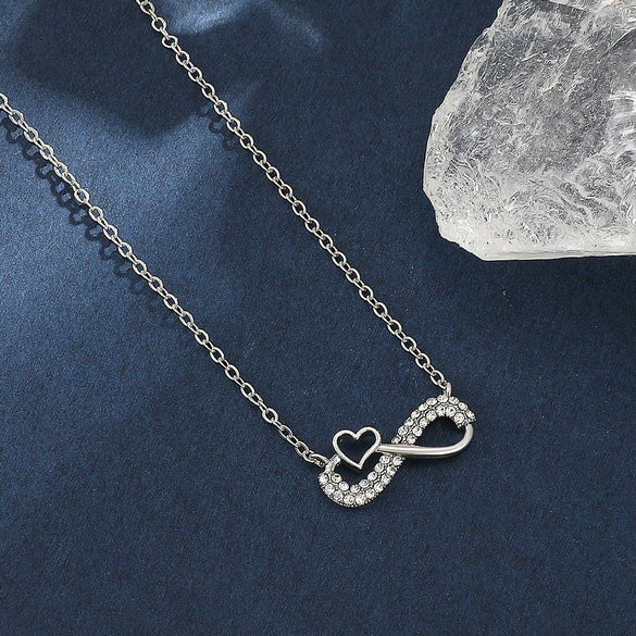 Alloy Heart Shape Geometric Microinlaid Electroplated Pendant Necklace For Women