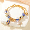 Alloy Heart Shape Pendant Bracelet Handmade For Women Set With Diamonds