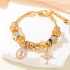 Alloy Heart Shape Pendant Bracelet Handmade For Women Set With Diamonds