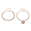 Alloy Heart Shape Rhinestone Anklet Women's Two Piece Set