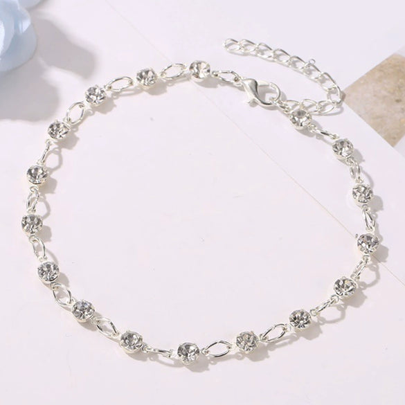 Alloy Heart Shape Rhinestone Anklet Women's Two Piece Set