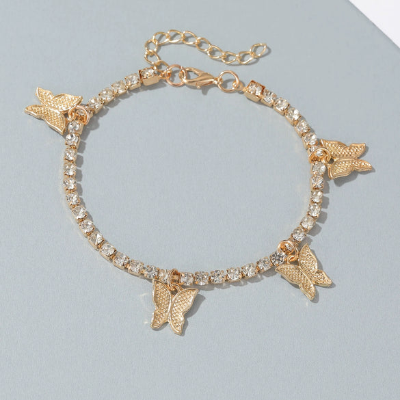 Alloy Heart Shape Rhinestone Anklet Women's Two Piece Set