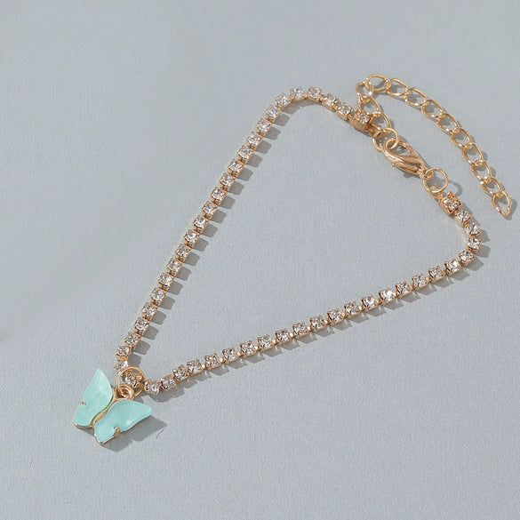 Alloy Heart Shape Rhinestone Anklet Women's Two Piece Set