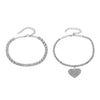 Alloy Heart Shape Rhinestone Anklet Women's Two Piece Set