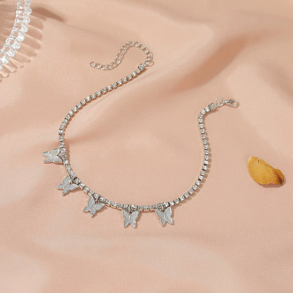 Alloy Heart Shape Rhinestone Anklet Women's Two Piece Set