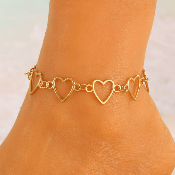 Alloy Heart Shape Simple Love Anklet For Women In Ins Style