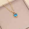 Alloy Heart Shaped Electroplated Women's Necklace With Water Wave Chain