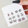 Alloy Heart Shaped Geometric Style Electroplated Pink Rhinestone Earrings Set For Women