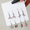 Alloy Heart Shaped Geometric Style Electroplated Pink Rhinestone Earrings Set For Women