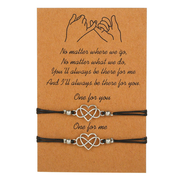 Alloy Heart Shaped Geometric Woven Couple Friendship Bracelet