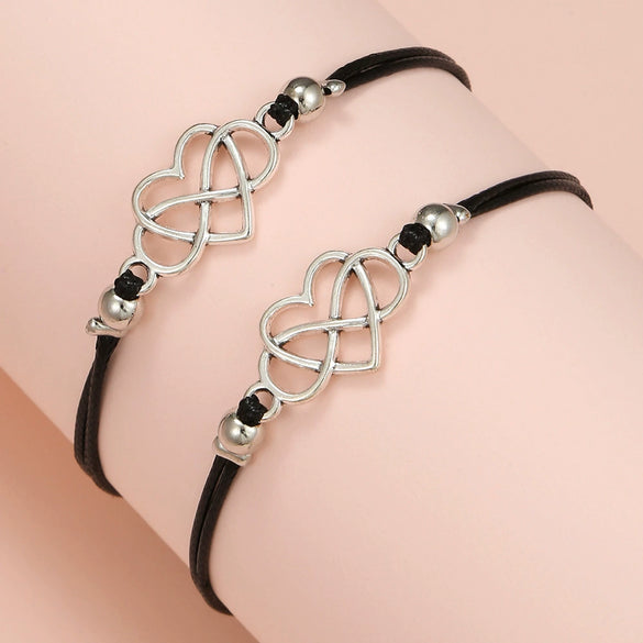 Alloy Heart Shaped Geometric Woven Couple Friendship Bracelet