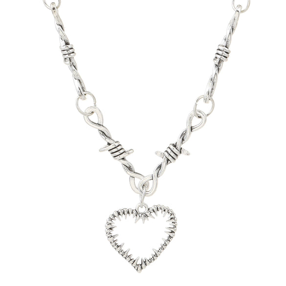 Alloy Heart Thorn Pendant Necklace Electroplated Hiphop Punk Style For Men And Women