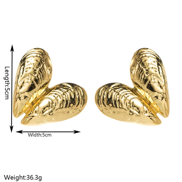 Alloy Heartshaped And Fanshaped Electroplated Earrings For Women
