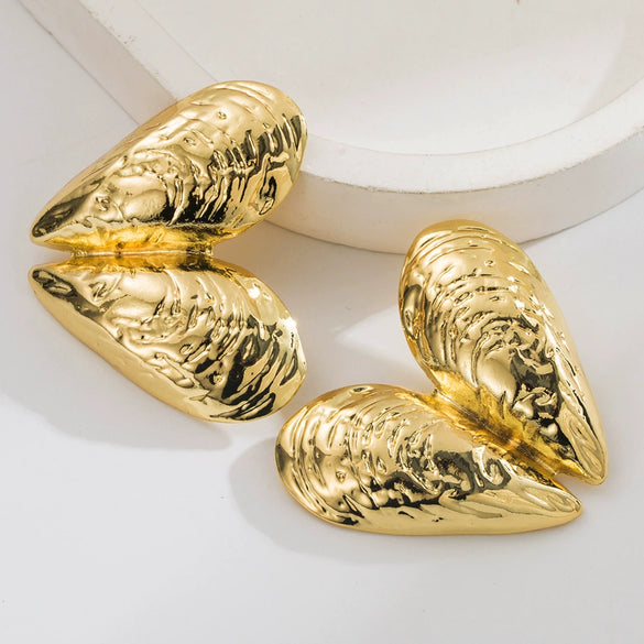 Alloy Heartshaped And Fanshaped Electroplated Earrings For Women