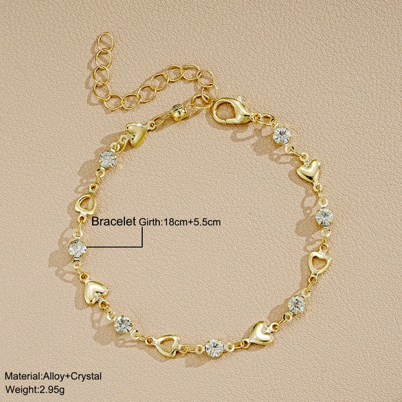Alloy Heartshaped Electroplated Bracelet For Women Simple Design With Inlaid Zircon