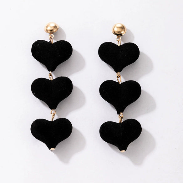 Alloy Heartshaped Handmade Velvet Pendant Women's Earrings