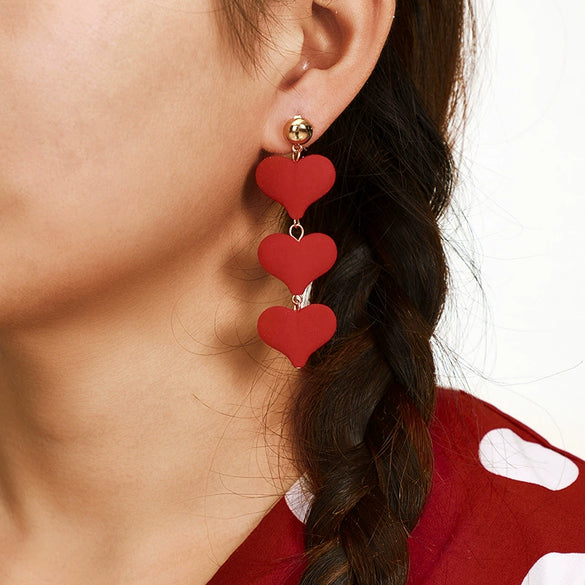 Alloy Heartshaped Handmade Velvet Pendant Women's Earrings