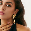 Alloy Highend Flower Petal Pendant Earrings With Electroplating Design