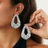 Alloy Highend Flower Petal Pendant Earrings With Electroplating Design