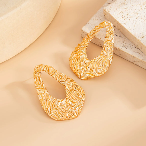 Alloy Highend Flower Petal Pendant Earrings With Electroplating Design