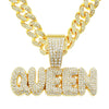 Alloy Hip Hop Diamond Letter Pendant Cuban Chain Necklace For Men