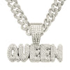 Alloy Hip Hop Diamond Letter Pendant Cuban Chain Necklace For Men