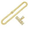 Alloy Hip Hop Diamond Letter Pendant Cuban Chain Necklace For Men