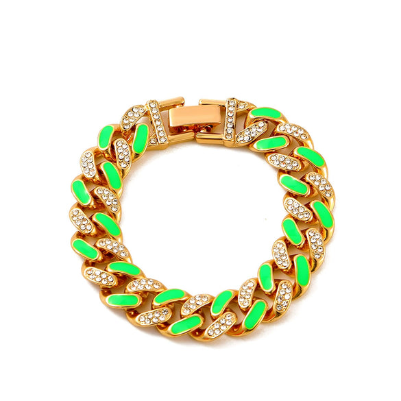 Alloy Hip Hop Geometric Diamond Cuban Bracelet Unisex Jewelry