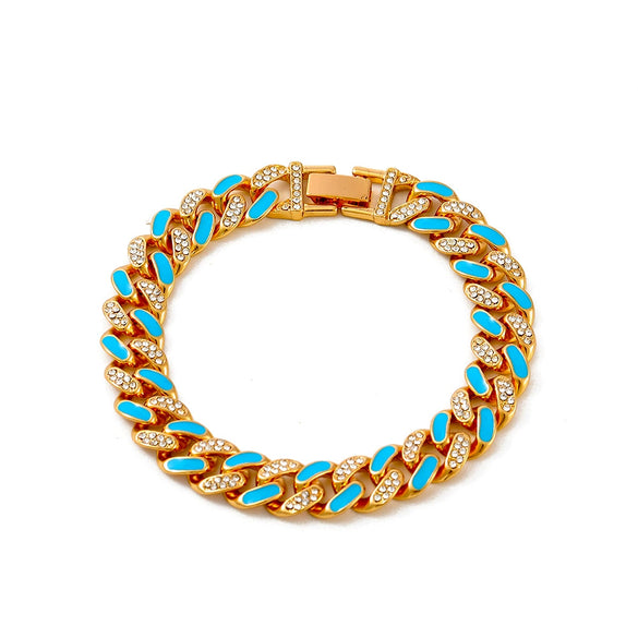 Alloy Hip Hop Geometric Diamond Cuban Bracelet Unisex Jewelry