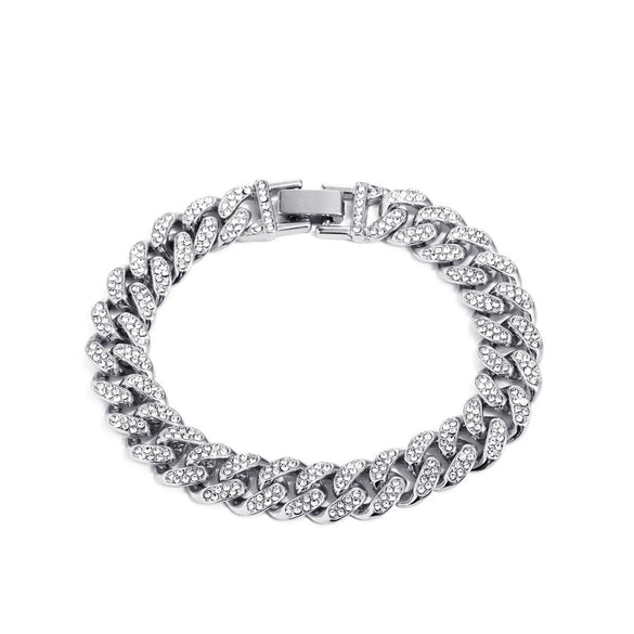 Alloy Hip Hop Geometric Diamond Cuban Bracelet Unisex Jewelry