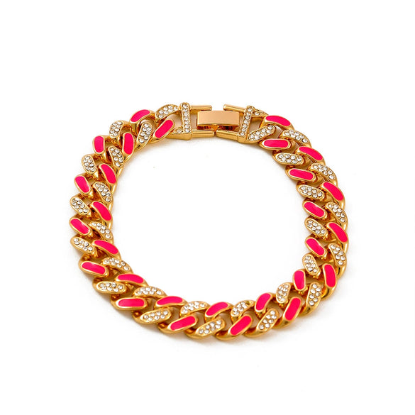 Alloy Hip Hop Geometric Diamond Cuban Bracelet Unisex Jewelry