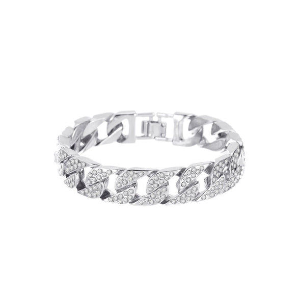 Alloy Hip Hop Geometric Diamond Cuban Bracelet Unisex Jewelry