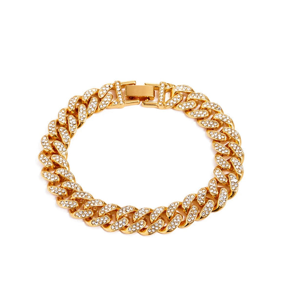 Alloy Hip Hop Geometric Diamond Cuban Bracelet Unisex Jewelry