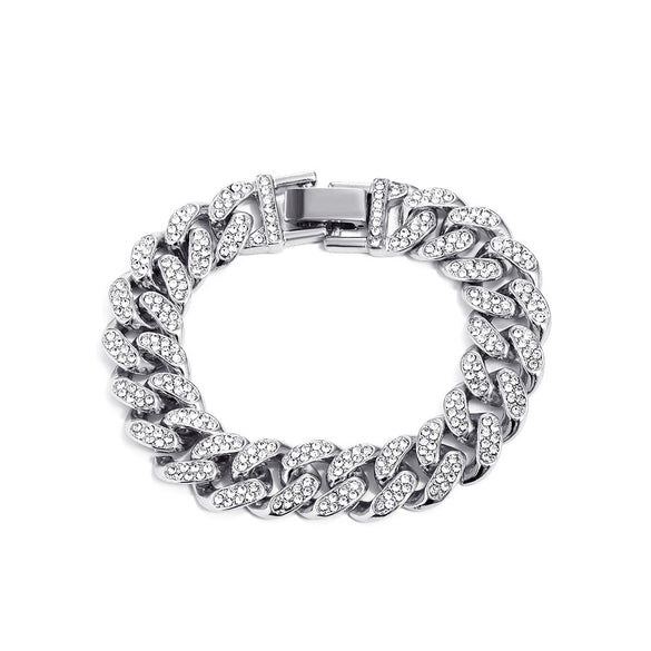 Alloy Hip Hop Geometric Diamond Cuban Bracelet Unisex Jewelry